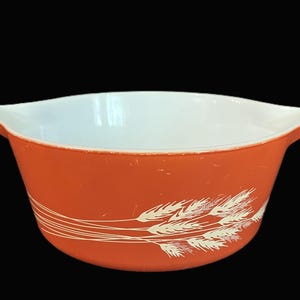 Vintage Pyrex Autumn Harvest 475 Cinderella Casserole - 2.5L, rust color, wheat, no lid, 1979-1986 - serving, collectible, bakeware, kitchen