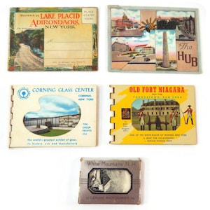 Vintage Souvenir Book, choice- Lake Placid Adirondacks NY,Boston MA,Corning Glass Center,Old Fort Niagara,White Mountains NH,tourist,history