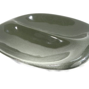 Vintage Russel Wright Divided Vegetable Bowl - American Modern Cedar Green, Steubenville, 1939-1959 - serving platter, mid century modern