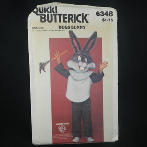May include: A vintage sewing pattern for a Bugs Bunny costume. The pattern is from Butterick and is size one. The pattern is for a child's costume and includes a carrot prop. The pattern is $1.75.