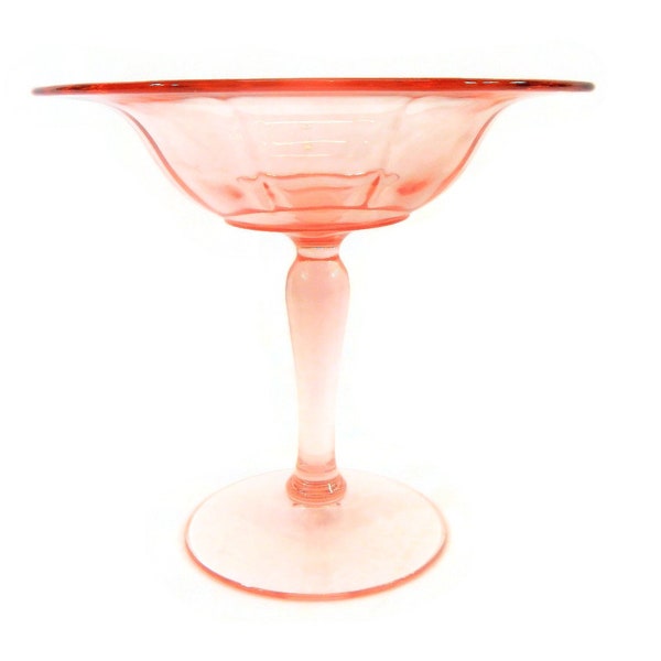 Vintage Pink Glass Compote or Pedestal Candy Dish - Depression glass, farmhouse, home decor,cottage chic, feminine,simple design,collectible