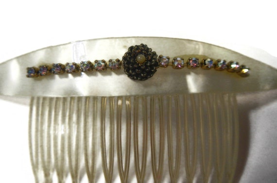 Vintage Hair Comb with Rhinestones & Medallion - … - image 5