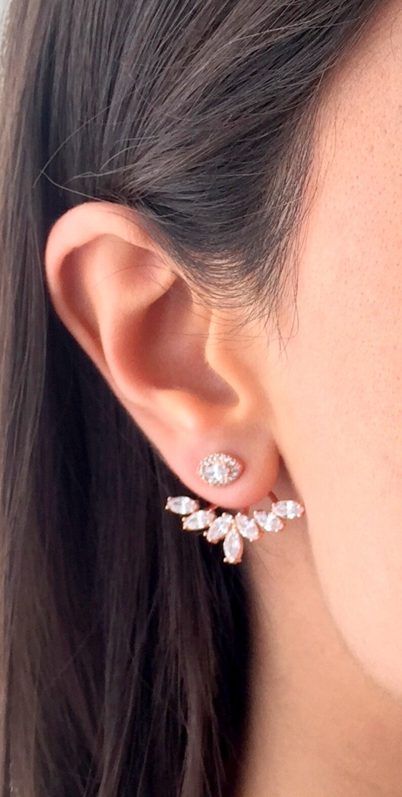 Sunburst Ear jacket Earrings Same Day SHIPPING Minimalist Ear Jacket Fashion Ear Jacket Rose Gold Front and Back Post Earring