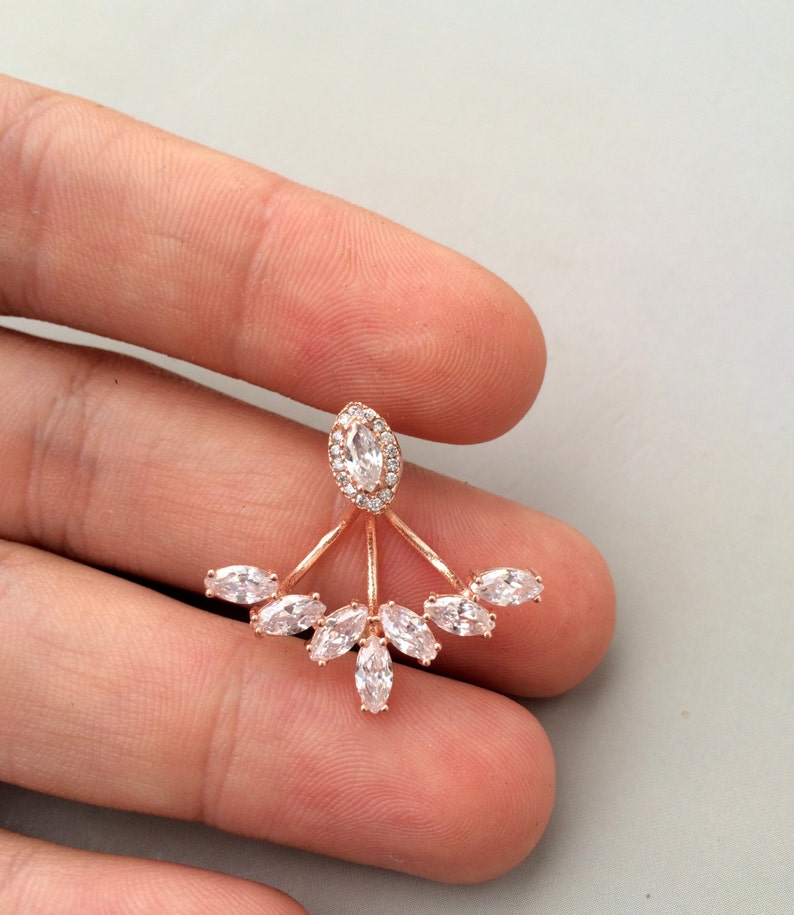 Sunburst Ear jacket Earrings Same Day SHIPPING Minimalist Ear Jacket Fashion Ear Jacket Rose Gold Front and Back Post Earring