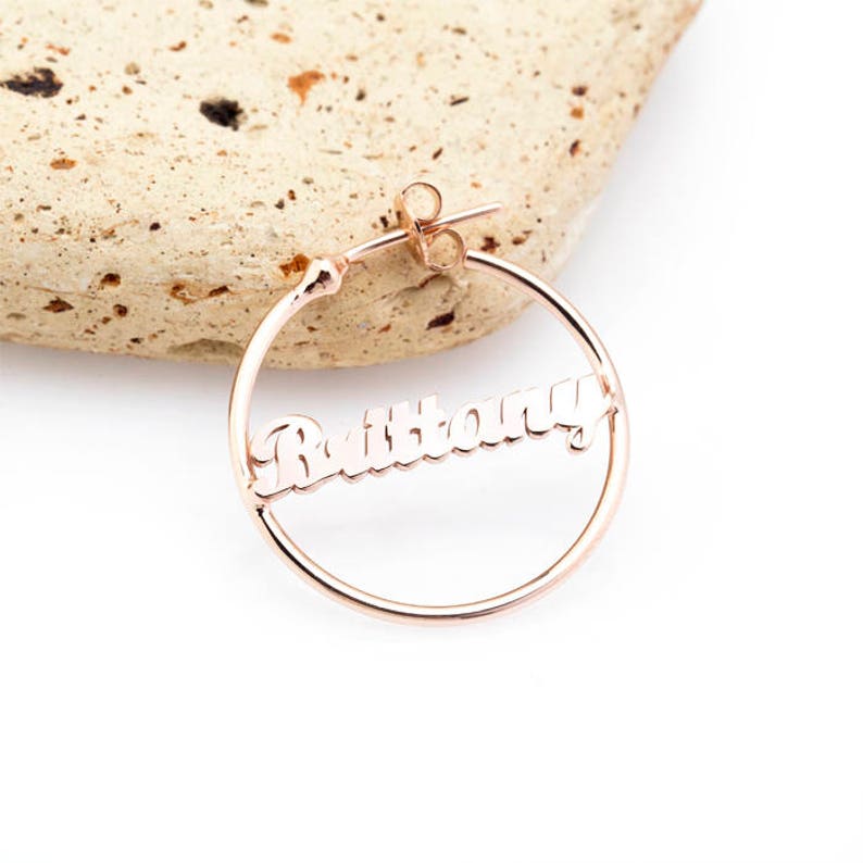 Name Hoop Earrings Large Hoop Earrings in Sterling Silver Yellow Gold or Rose Gold Name Earring Personalized Jewelry Name Jewelry