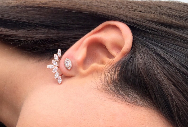 Sunburst Ear jacket Earrings Same Day SHIPPING Minimalist Ear Jacket Fashion Ear Jacket Rose Gold Front and Back Post Earring