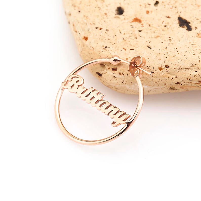 Name Hoop Earrings Large Hoop Earrings in Sterling Silver Yellow Gold or Rose Gold Name Earring Personalized Jewelry Name Jewelry