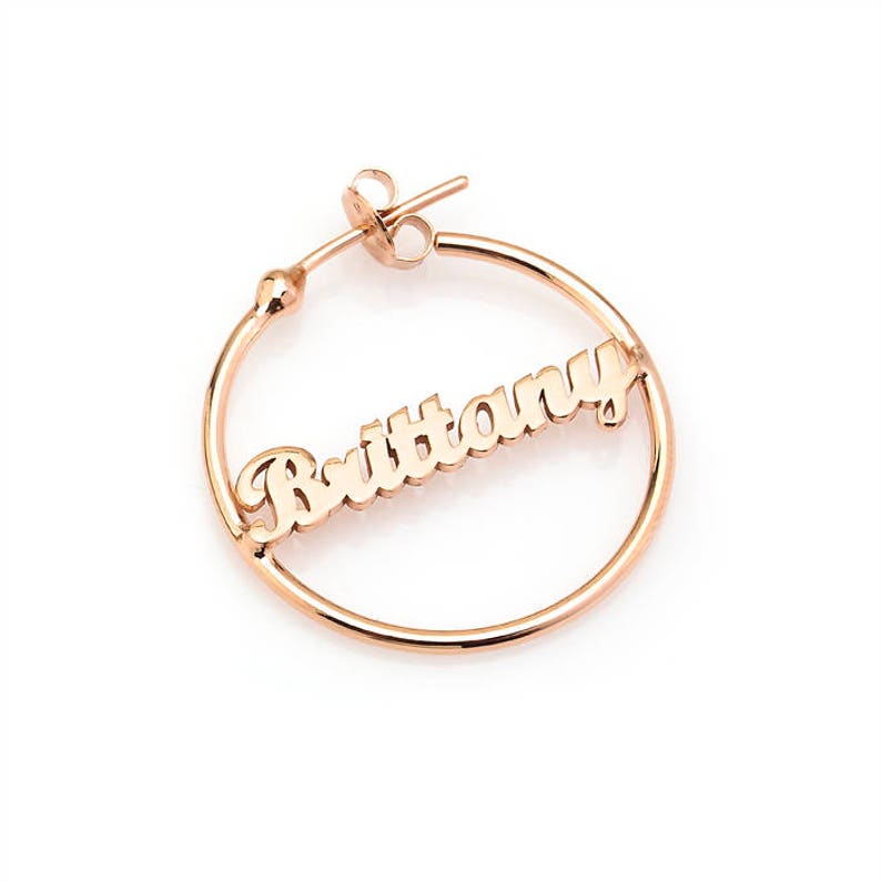 Name Hoop Earrings Large Hoop Earrings in Sterling Silver Yellow Gold or Rose Gold Name Earring Personalized Jewelry Name Jewelry