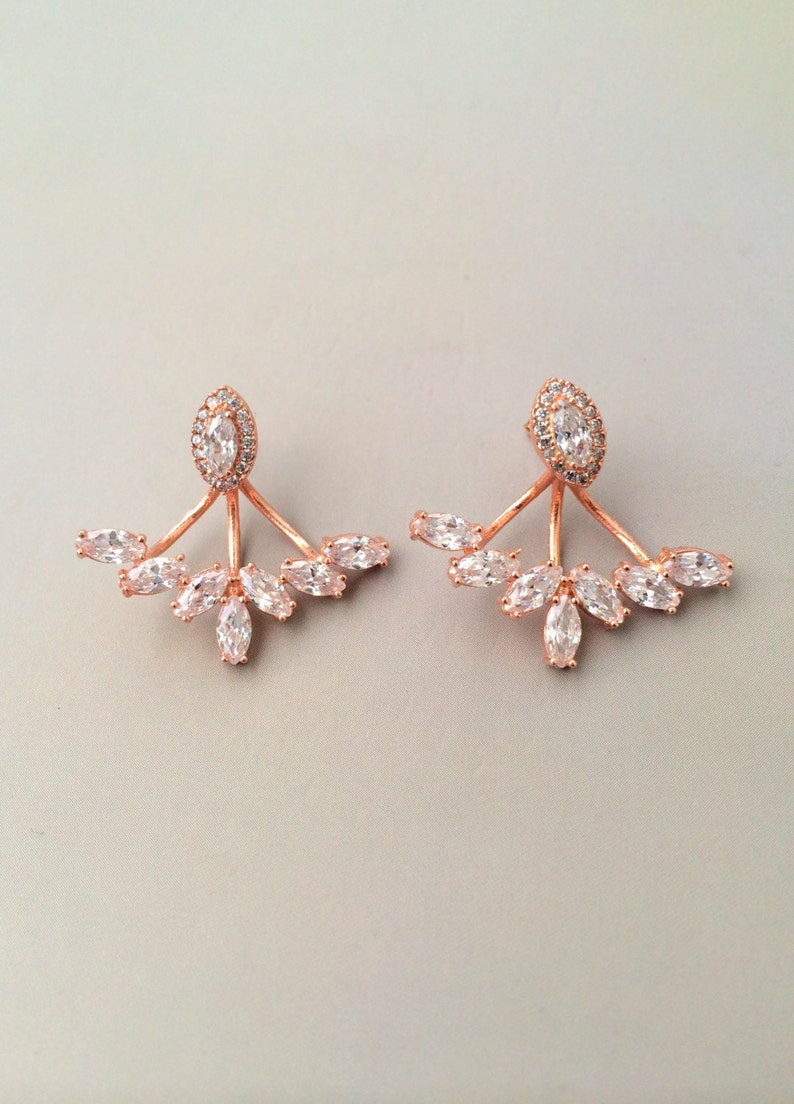 Sunburst Ear jacket Earrings Same Day SHIPPING Minimalist Ear Jacket Fashion Ear Jacket Rose Gold Front and Back Post Earring