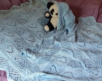 Entrelac-ing Hearts Baby Blanket Knitting Pattern