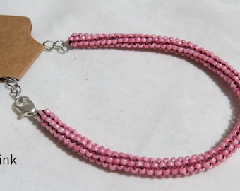 Tubular Peyote Bracelet - Pink / Seed Bead Bracelet/ Handmade Bracelet/ Pink Beaded Bracelet