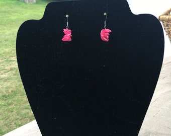 Fuschia Shell Chip Earrings/ Dangle Earrings/ Shell Chip Earrings