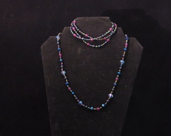 Shimmering Purple & Blue Glass Necklace And Bracelet Set / Beaded Necklace and Bracelet Set/ Beaded Jewelry Set