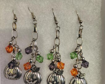Boucles d'oreilles citrouille avec perles biconiques