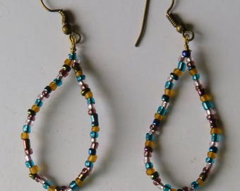 Boucles d'oreilles pendantes Paon Mix / Boucles d'oreilles pendantes faites main / Boucles d'oreilles perlées / Boucles d'oreilles en perles de rocaille