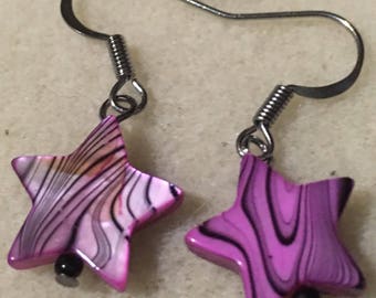 Pink Star Shell Earrings/ Shell Earrings/ Star Earrings/ Natural Earrings