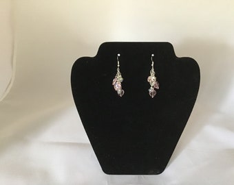 Heart Dangle Earrings/ Light Pink Heart Dangle Earrings/ Red Heart Dangle Earrings/ Clear Rainbow Heart Dangle Earrings
