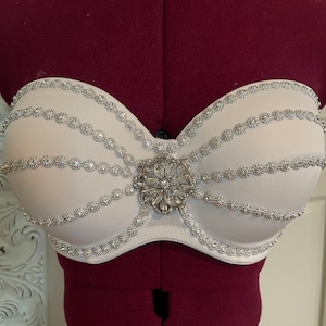 Pre-Owned 34D Sparkle Glan Burlesque Showgirl Strapless Top