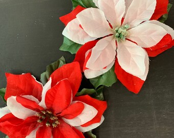 Double Red Glitter Poinsettia Christmas Silk Flower Hair  display picture 2