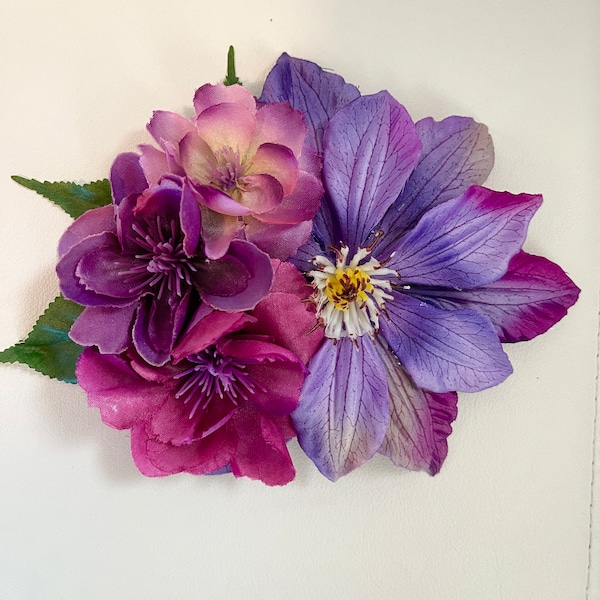 Bouquet de fleurs tropicales exotiques Purple & Pink Hair Clip