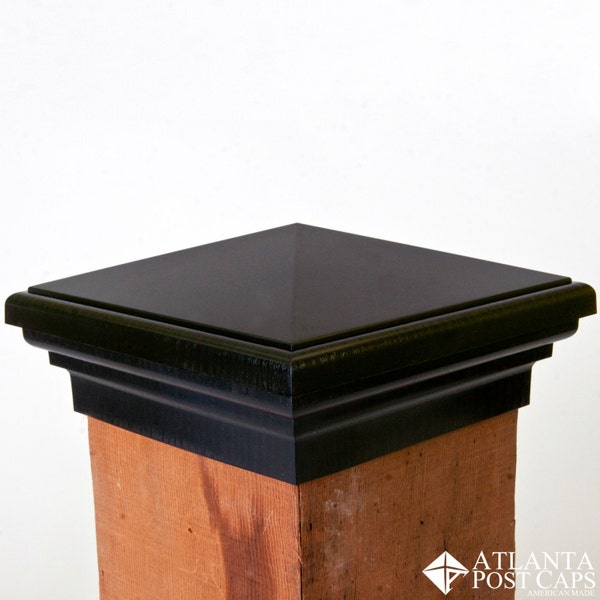 6x6 Post Cap (5.5") | Black New England Pyramid Style Top - Made In USA - 10 Year Guarantee