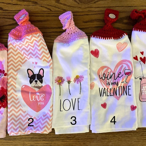 Valentine's Day Hanging Kitchen Crochet Towels