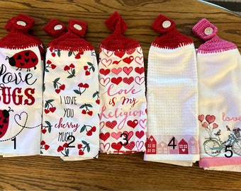 Valentine's Day Hanging Crochet Kitchen Towels