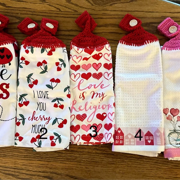 Valentine's Day Hanging Crochet Kitchen Towels