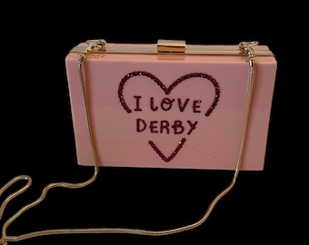 Pink “I Love Derby” Crystal Bag