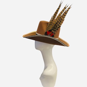 Vintage Western Brown Cowboy Hat Embellished With Swarovski Crystals