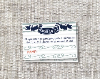 Custom Oh Buoy Baby Shower Diaper Raffle Invitation Inserts with Nautical Details | Nautical Diaper Raffle Inserts for Baby Shower Invites