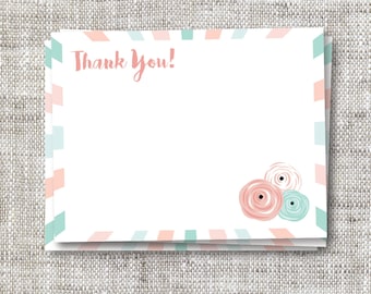 Matching Thank You Cards for Unicorn Carousel Baby Shower Invitations - Custom Thank You Cards with Stripes and Flowers for all Occasions