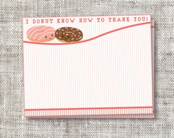 Donut Know How To Thank You, Thank you Cards With Donuts and striped detailing | Donut Thank You Cards With Retro Designs, Fonts and Colors