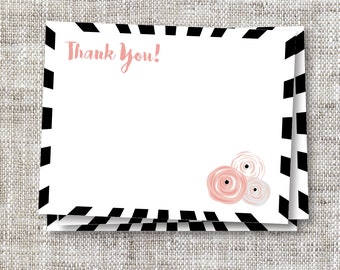Matching Thank You Cards for Unicorn Carousel Baby Shower Invitations - Custom Thank You Cards with Stripes and Flowers for all Occasions