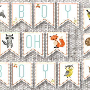 Custom Woodland Animals Mix and Match Banner With Fun Retro Patterns and Bright Colors