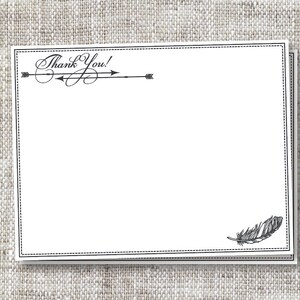 Cartes de remerciement Boho personnalisées pour toutes les occasions | Détail de flèche et de plume | Cartes de remerciement élégantes et intemporelles avec une belle typographie