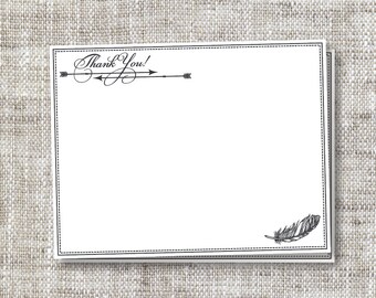 Custom Bohemian Thank You Cards For Any Occasion | Arrow and Feather Detailing | Elegant, Timeless Thank You Cards with Beautiful Typography