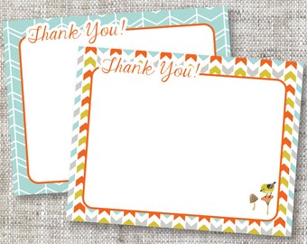 Custom Woodland Animal Thank You Cards With Retro Designs and Colors