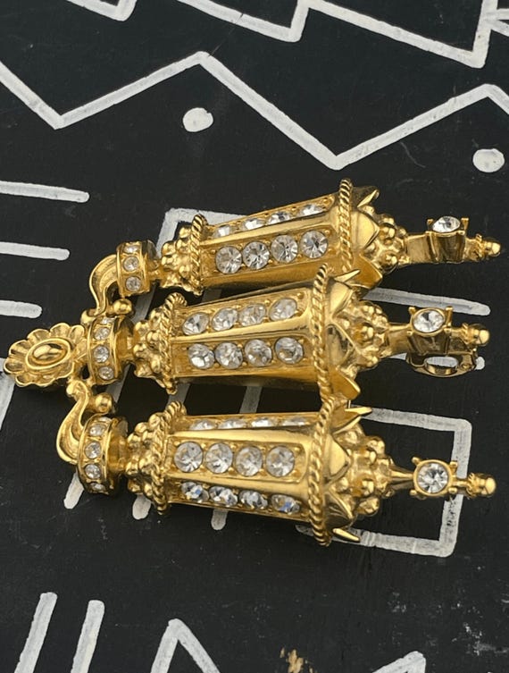Kenneth Jay Lane KJL Paris Street Lamps Brooch Rh… - image 5