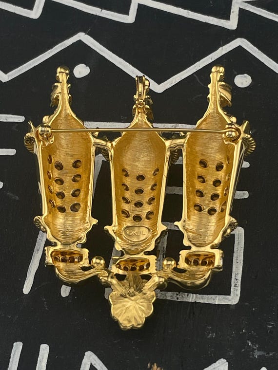 Kenneth Jay Lane KJL Paris Street Lamps Brooch Rh… - image 6