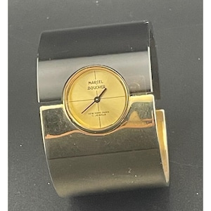 Marcel Boucher Lucite Cuff Watch Smoky Acrylic Hinged Bangle Mod works vintage