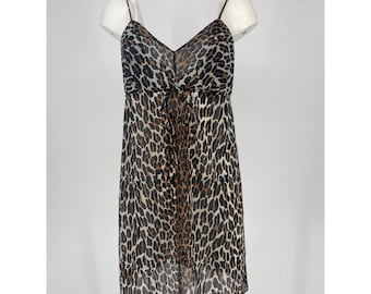 Vintage 60s Vanity Fair Leopard Lingerie Set Deadstock Slip & Sheer Overlay S
