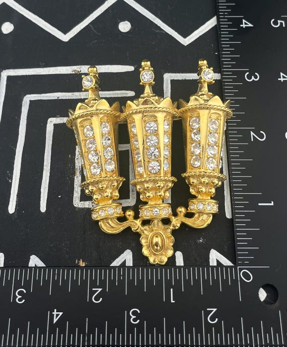Kenneth Jay Lane KJL Paris Street Lamps Brooch Rh… - image 9