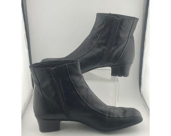 Sesto Meucci, bottes architecturales en cuir noir vintage des années 90, Italie t 10,5