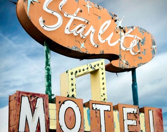 Starlite Motel Print: Retro Neon Sign, Vintage Roadside Decor