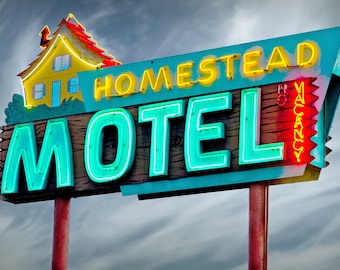 Homestead Motel Retro Roadside Vintage Neon Sign