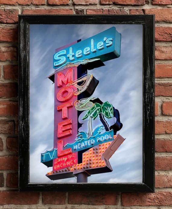 Steele's Motel Vintage Neon Sign: Retro Route 66 Americana - Etsy