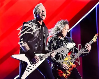 Metallica Band autographed Reprint (copy), Kirk Hammett, James Hetfield,  Heavy Metal, Rock and Roll, 8x10 print.
