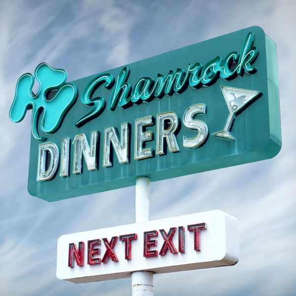 Shamrock Dinners Retro Roadside Vintage Neon Sign