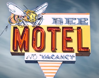 Bee Motel Vintage Neon Sign | Bar Retro Roadside Diner Restaurant | Vintage Neon Sign | Route 66 | Motel Neon Sign